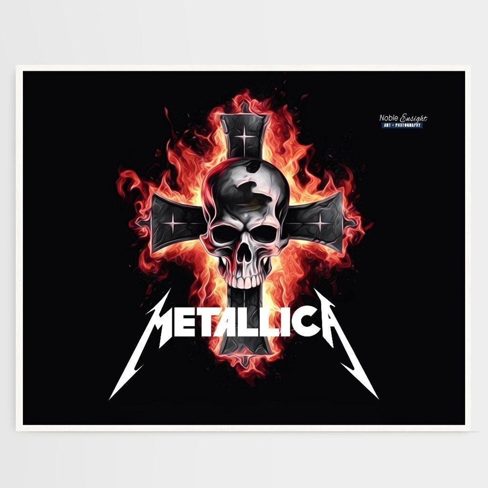 Metallica Heavy Metal 16x20 Band Skull on a Cross Oil Painting Art Poster‎ - Picture 3 of 7
